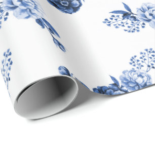 Presente Azul marinho  Papel De Lavagem De Flores Elegantes