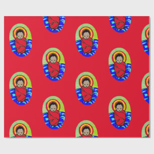 Presente BABY JESUS SOBRE O Papel de Quebra no NATAL VERMEL