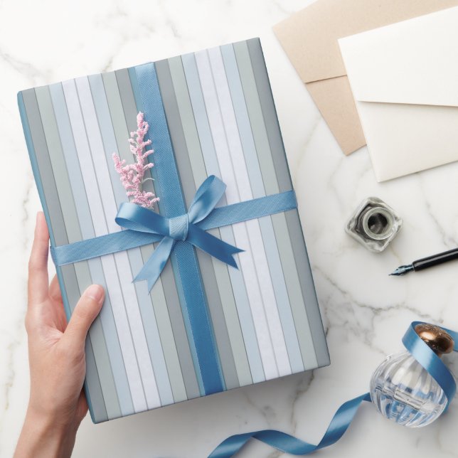 Presente Banhas De Cor Azul E Cinza Em Papel De Aquarela (Presentear)