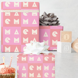 Presente Bebê rosa quente com 4 letras Papel de enrolar