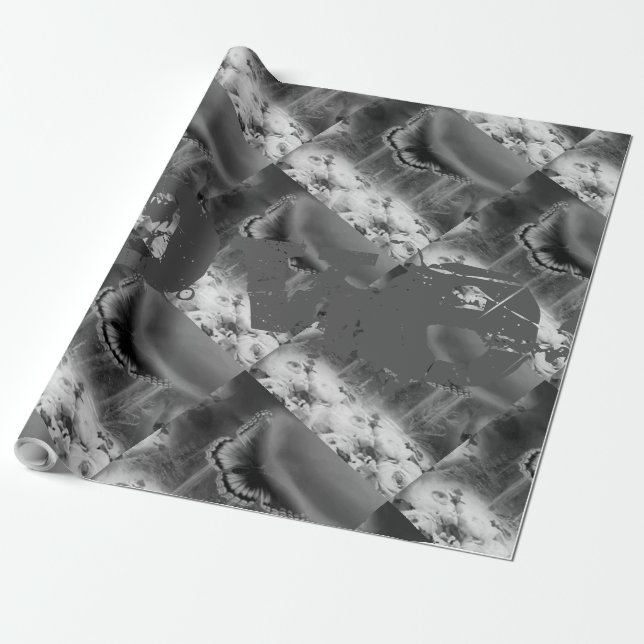 Presente bela CINZA de borboletas, papel de enrolamento PRE (Desenrolado)