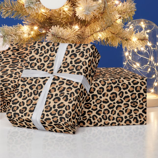 Presente Belo Leopardo Imprime Papel de Vestido de Natal (Feriados)
