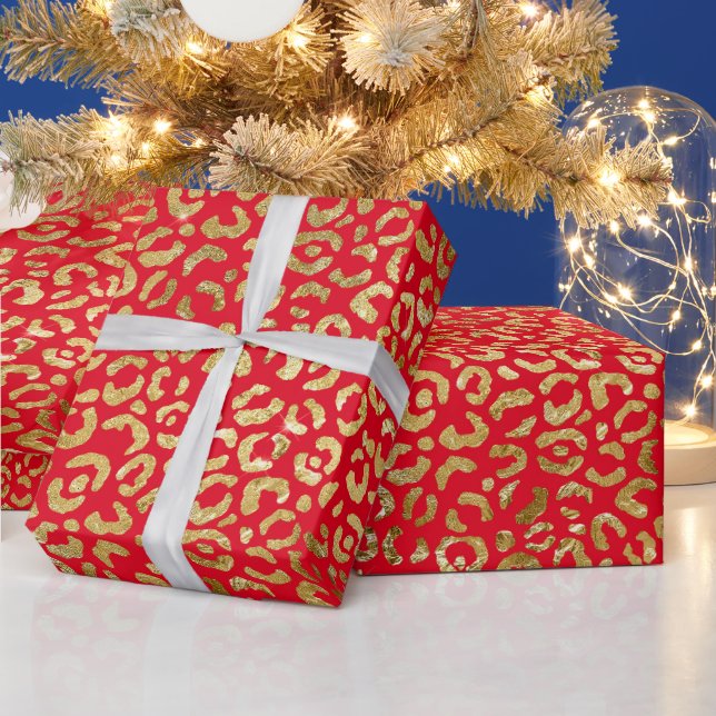 Presente Belo Leopardo Imprime Papel de Vestido de Natal (Feriados)