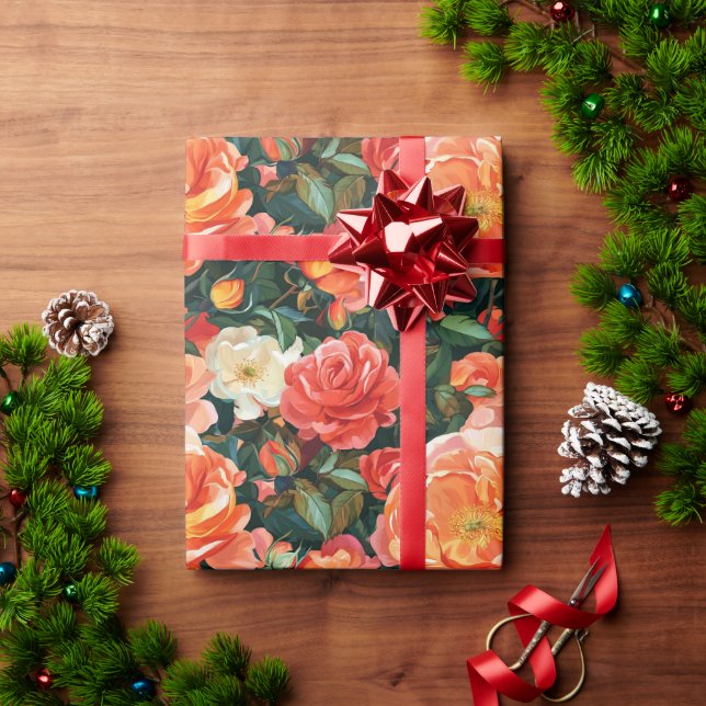 Presente Belo papel de enrolar Rosa Greenery (Presente de Natal)