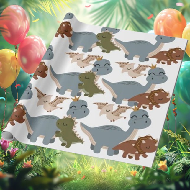 Presente Belos Dinossauros Papel de Moldagem de Boho (Beautiful Dinosaurs Boho Wrapping Paper)