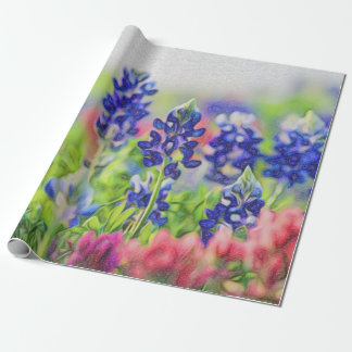 Presente Bluebonnet impressionista no papel de moldagem de 