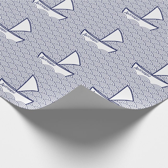 Presente Boat on Waves Wraping Paper (Barco no papel de enr (Ponta)