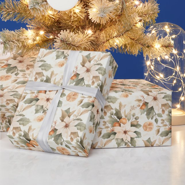 Presente Boho Poinsettia — Papel de moldagem de Natal (Feriados)