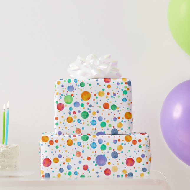 Presente Bolinhas Rainbow Boho Papel de moldagem por aquare (Presentes para festas)