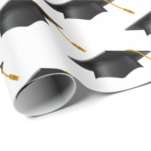 Presente Bonés pretos de graduação em papel branco de on