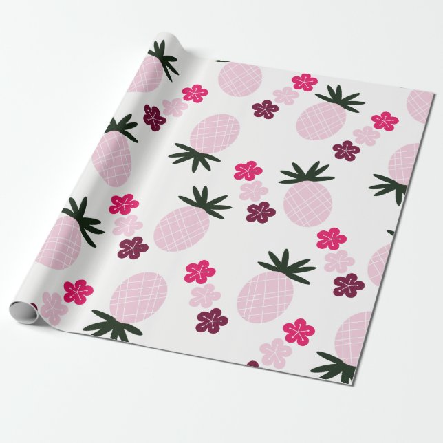 Presente Bonito no papel de envolvimento do rosa Aloha (Desenrolado)