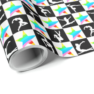 PRESENTE BONITO PAPEL DE EMBALAGEM GINÁSTICA SUPER-STAR