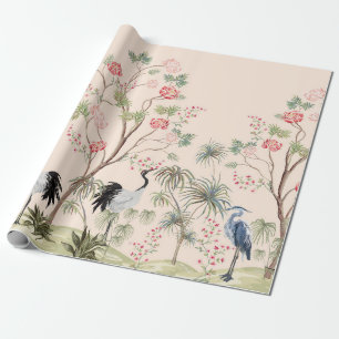 Presente Bonito papel de parede de chinoiserie exótico. Des