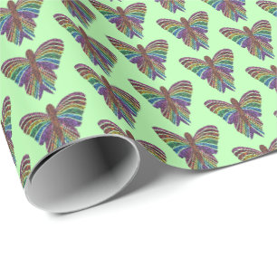 Presente Borboleta Arco-íris (verde claro) - Papel de embru