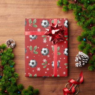 Presente Caça de Natal Enrolando Papel Embalagem de futebol