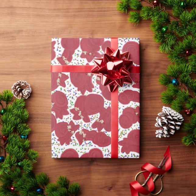 Presente Cachorro bonito Luzes de Natal embrulhando papel (Presente de Natal)