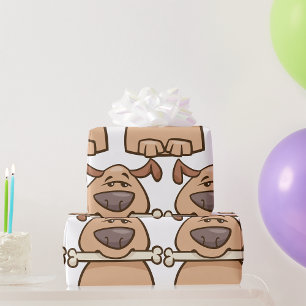 Presente Cachorro Castanho Com Papel De Enrolamento Ósseo