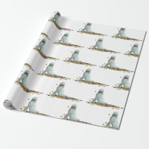 Presente Cachorro Labradoodle Em Folhas De Papel De Embalag