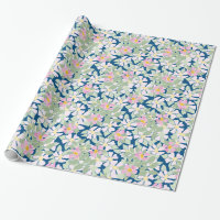 Cães rosa bonito no papel de enrolamento azul do M