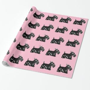 Presente Cães Scottie com Papel de Moldagem Rosa