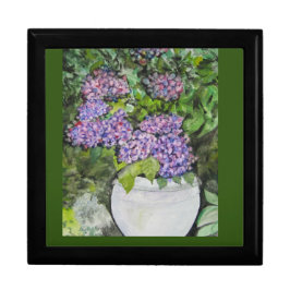 Presente Caixa de Joias de Madeira Hortênsias