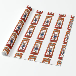 Presente Caixa de Telefone Vermelho para papel de empacotam