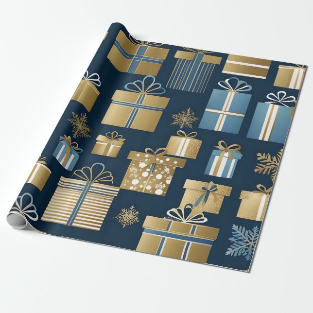 Presente caixas de natal embrulhando papel (Desenrolado)