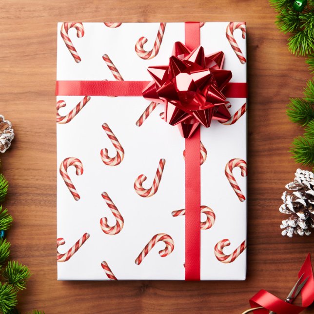 Presente Cana branca-doce vermelha de papel de enrolamento  (Criador carregado)