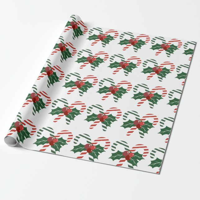 Presente Candy Cane Papel de Embalagem de Natal (Desenrolado)