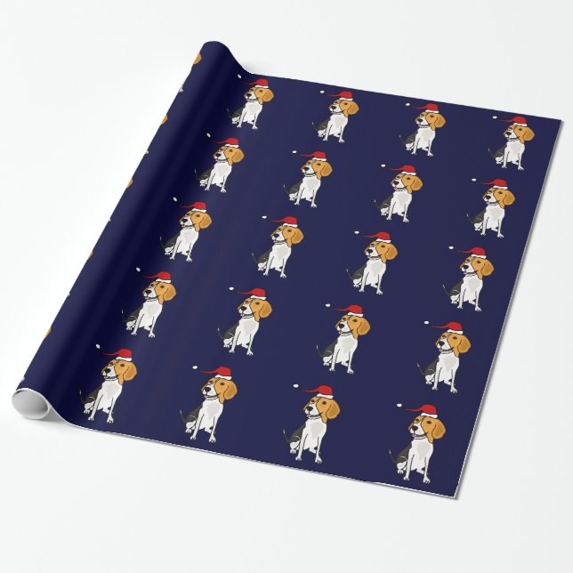 Presente Cão engraçado do lebreiro que veste o papel de (Desenrolado)