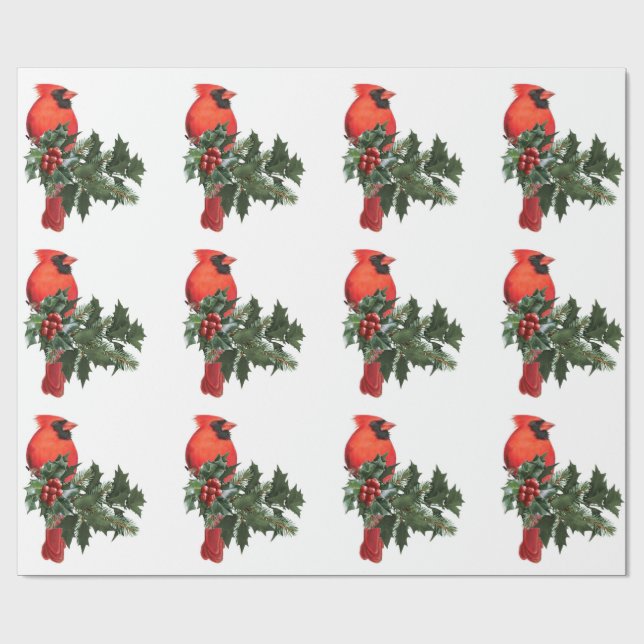 Presente Cardeal em papel de enrolamento Holly 3 (Aberto)