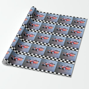 Presente Carro Travando Através Do Papel De Embalagem De Pa