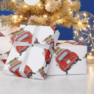 Presente Carro vermelho com presentes de Natal Papel de enr