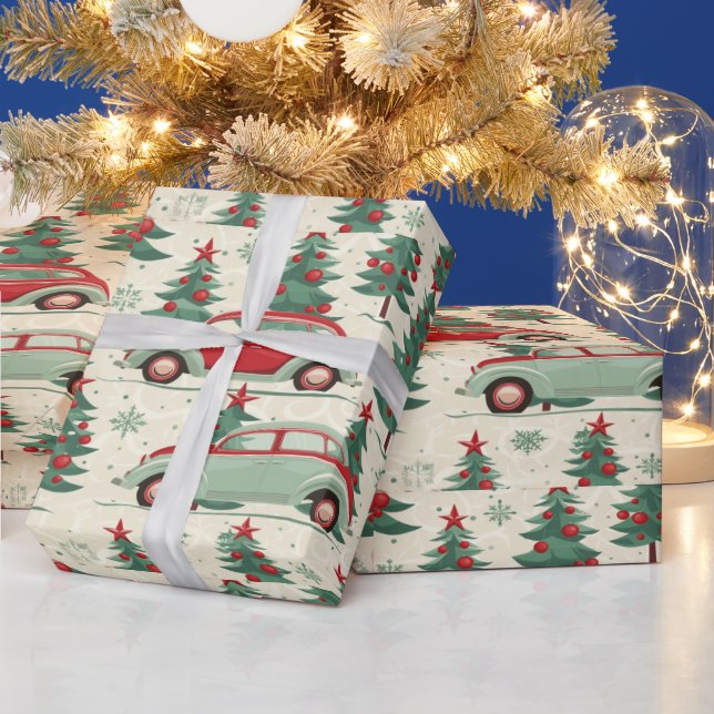 Presente Carros festivos em papel de embalagem alegre (Feriados)