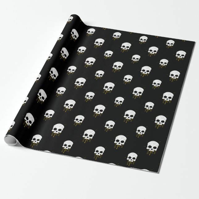 Presente Caveira com papel de enrolamento de pistas amarela (Desenrolado)