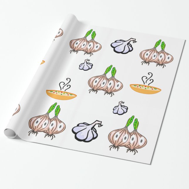Presente Cebolas de papel flamejantes chef de sopa de alho (Desenrolado)