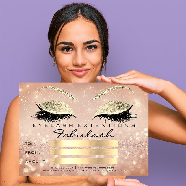 Presente Certificado de Maquiagem Rosa Dourado Cíl (Confetti Lashes Gold Pink Makeup Certificate Gift)