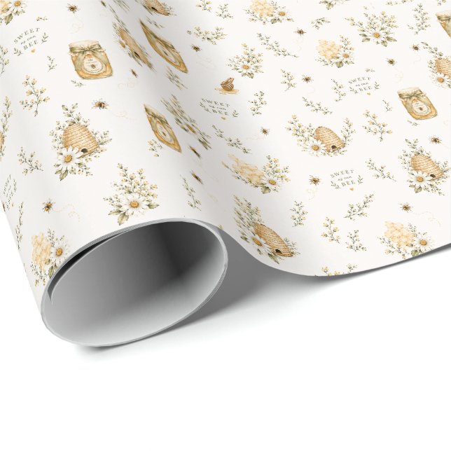 Presente Chá de Bebê Abelha, Doce Como Pode Ser Papel de Em (Ponta do rolo)