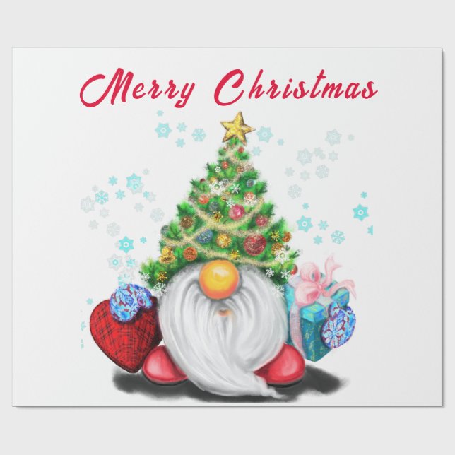 Presente Chapéu de Árvore de Natal Gnomo com Papel de Prese (Aberto)