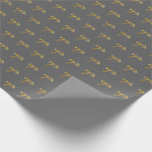 Cinza, 7 Dourado Faux (7º) Papel de embrulhamento 