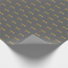 Presente Cinza, 7 Dourado Faux (7º) Papel de embrulhamento 
