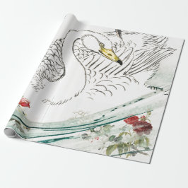 Presente CISNE COM papel de envolvimento das FLORES