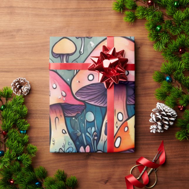 Presente Cogumelos cúbicos padrão de cúpula Papel de enrola (Presente de Natal)