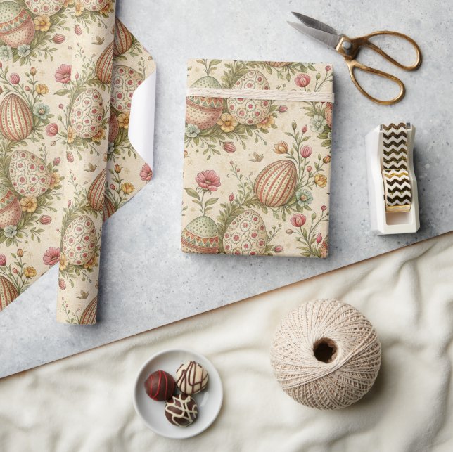 Presente Cor pastel retrorativa Ovos de Páscoa papel de emb (Artesanato)