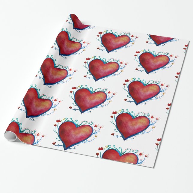 Presente Corações, Cores d'água, Papel de ondulação (Desenrolado)