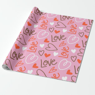 Presente Corações de Amor Escrivados Papel de Envolvimento