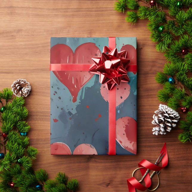 Presente Corações de Papel Enrolador Bonito (Presente de Natal)