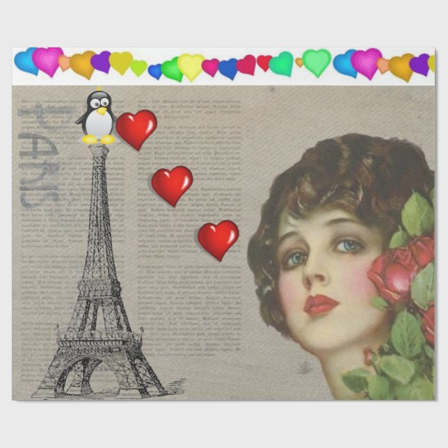 Presente Corações de pinguins de papel para enrolamento de  (Aberto)