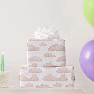 Presente Coral Dreamtime Watercolor Clouds Papel de Enrolam