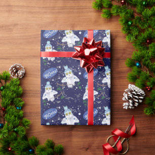 Presente Coruja de Neve com Papel de Natal Chapéu